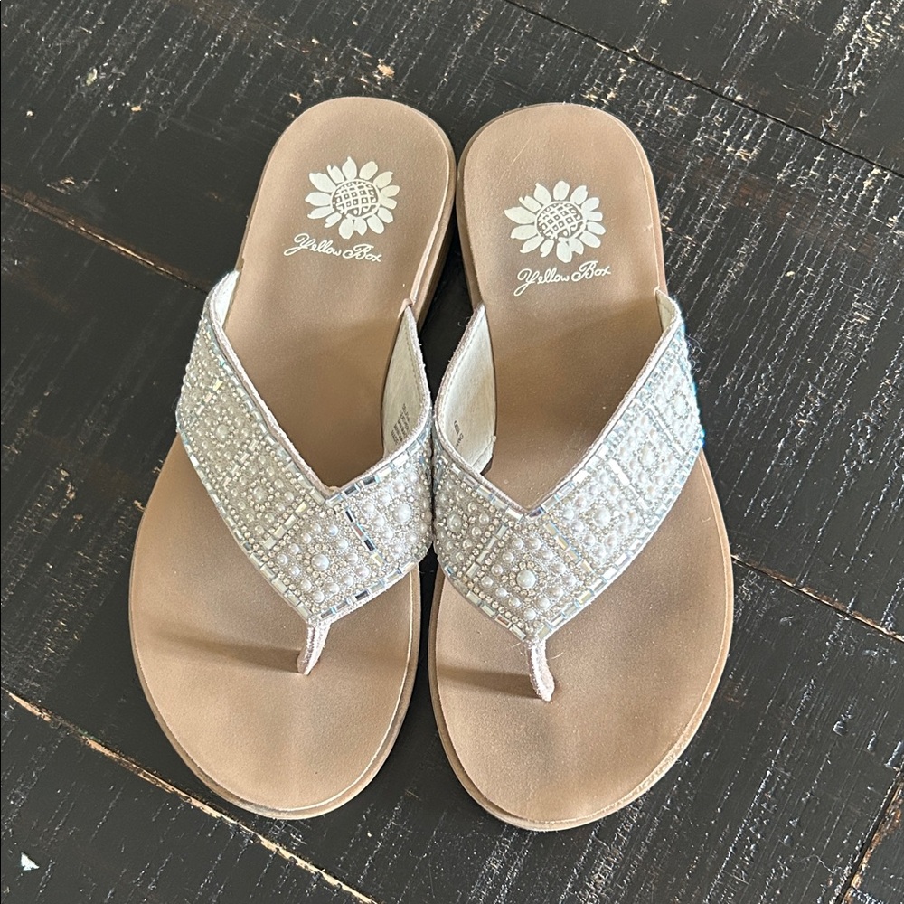 Yellow Box Beaded Flip Flops